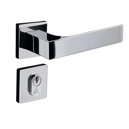 Fechadura Perfil 4301 Externa Cromada Quadratta Reta Roseta Aliança