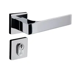 Fechadura Perfil 4301 Externa Cromada Quadratta Reta Roseta Aliança