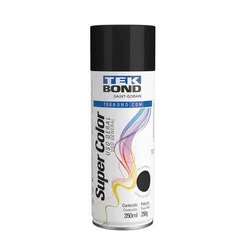 Tinta Spray Uso Geral Preto Alta temperatura 350Ml TekBond