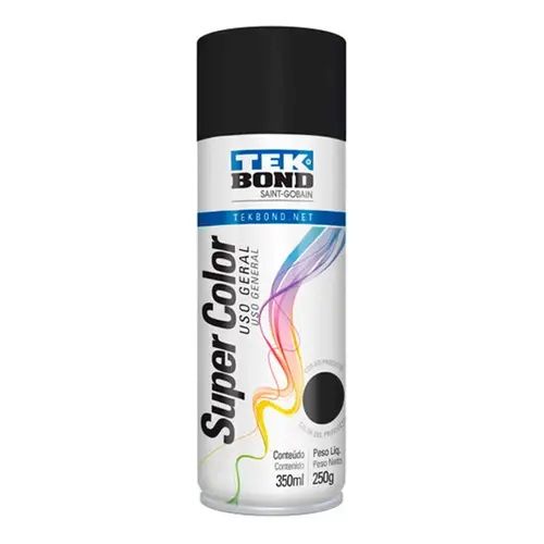 Tinta Spray Uso Geral Preto Brilhante 350Ml TekBond