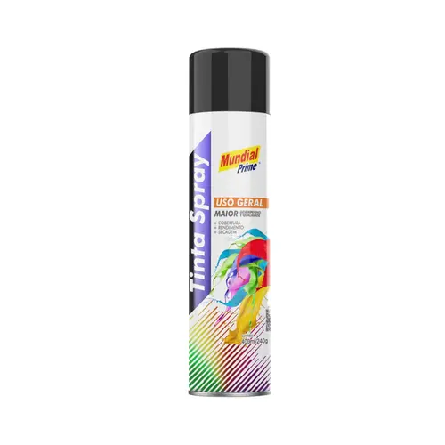 Tinta Spray Uso Geral Preto Fosco 400ml Mundial Prime