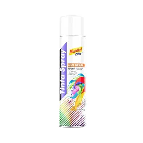 Tinta Spray Uso Geral Branco Brilhante 400ml Mundial Prime