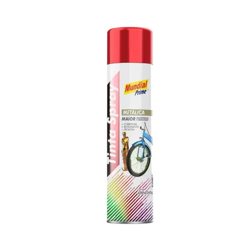 Tinta Spray Metalico Vermelho 400ml Mundial Prime