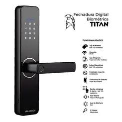 Fechadura Digital Titan Embutir Wi-Fi Preta Aliança