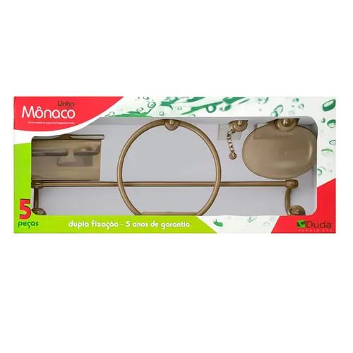 Kit Acessórios P/ Banheiro Monaco 5Pc Bege Cr Duda