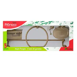 Kit Acessórios P/ Banheiro Monaco 5Pc Bege Cr Duda