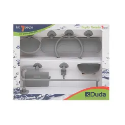 Kit Acessórios P/ Banheiro Genebra 7Pc Cinza Duda