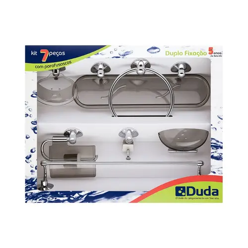 Kit Acessórios P/ Banheiro Genebra 7Pc Cr Fume Duda