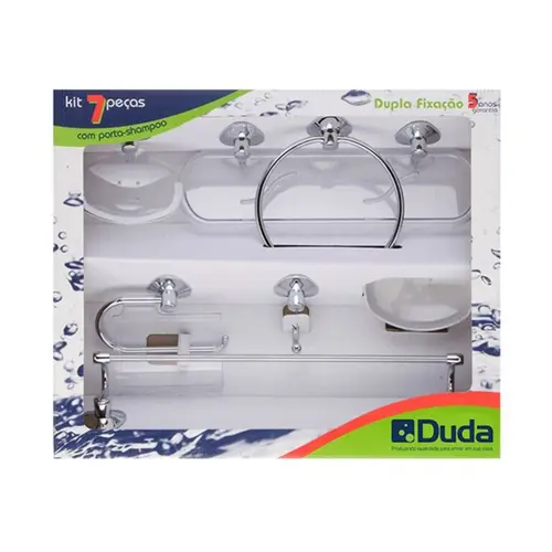 Kit Acessórios P/ Banheiro Genebra Cristal 7Pc. Duda