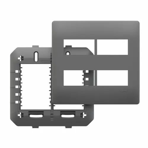 Placa 4x4 com Suporte p/ 4Módulos Distanciados - Habitat Onix Fame