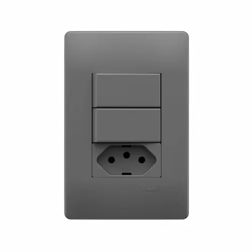 Conjunto 2Interruptor Simples 10A/250V~ e Tomada 2P+T 20A/250V~ Habitat Onix Fame