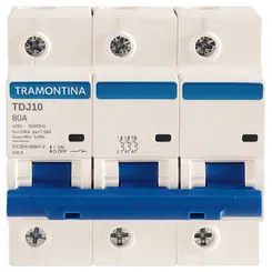 Minidisjuntor TDJ10 3P 80A 10kA Curva C Tramontina