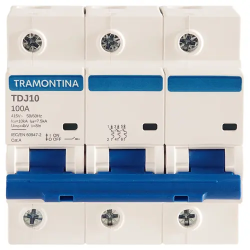 Minidisjuntor TDJ10 3P 100A 10kA Curva C Tramontina