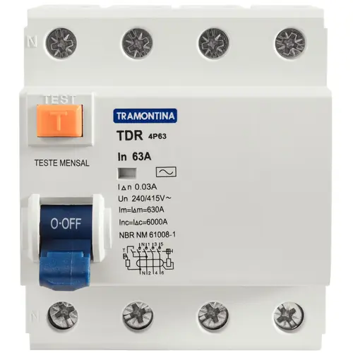 Interruptor Diferencial Residual TDR-4P/63A 30mA 6KA Tramontina