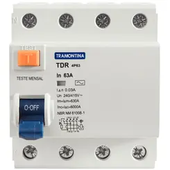 Interruptor Diferencial Residual TDR-4P/63A 30mA 6KA Tramontina