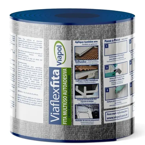 Fita Viaflex Autoadesiva 0,10 x 10m Aluminio Viapol
