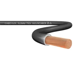 Cabo Flexível Duflex 750V Cobre 10mm² Preto p /Metro Induscabos