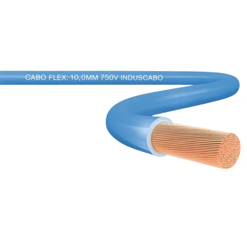 Cabo Flexível Duflex 750V Cobre 10mm² Azul p/ Metro Induscabos