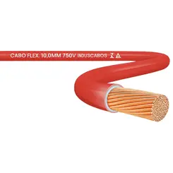 Cabo Flexível Duflex 750V Cobre 10mm² Vermelho p/ Metro Induscabos