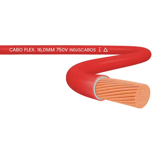 Cabo Flexível Duflex 750V Cobre 16mm² Vermelho P/ Metro Induscabos