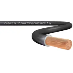Cabo Flexível Duflex 750V Cobre 25mm² Preto P/ Metro Induscabos