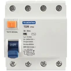 Interruptor Diferencial Residual TDR-4P/80A 30mA 6KA Tramontina