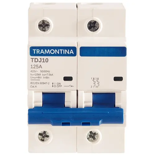 Minidisjuntor TDJ10 2P 125A 10kA Curva C Tramontina