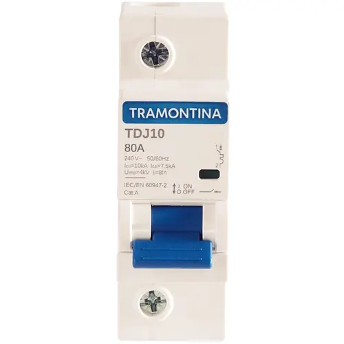 Minidisjuntor TDJ10 1P 80A 10kA Curva C Tramontina