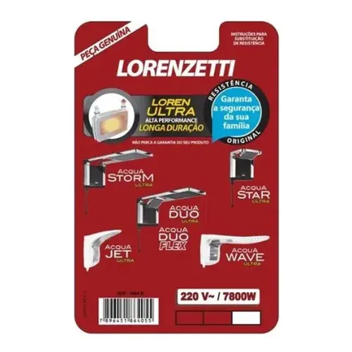 Resistencia p/ Duchas Acqua Loren Ultra 7800w 220v 3065-B Lorenzetti