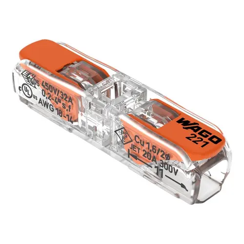 Wago Conector Emenda 2 Polos Reto Crt 2Pcs 221-2411